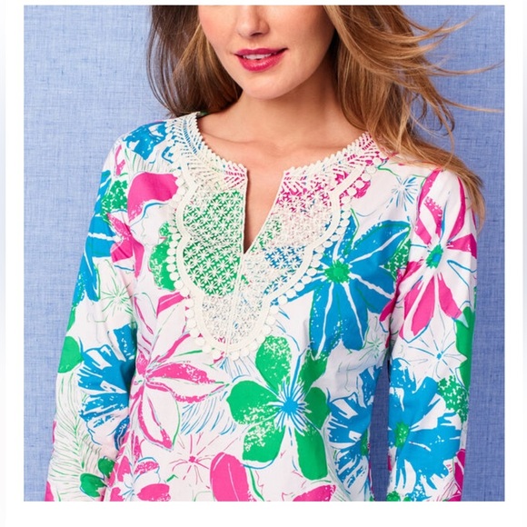 Talbots Lace Bob Floral Tunic. Size Small. - Picture 2 of 11